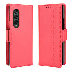 Leather Case Stands Flip Cover Holder B02Y for Samsung Galaxy Z Fold4 5G Red