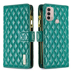 Leather Case Stands Flip Cover Holder B03F for Motorola Moto E20 Green