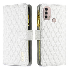 Leather Case Stands Flip Cover Holder B03F for Motorola Moto E20 White