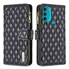 Leather Case Stands Flip Cover Holder B03F for Motorola Moto G71 5G Black