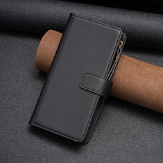 Leather Case Stands Flip Cover Holder B03F for Nokia C32 Black