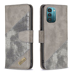 Leather Case Stands Flip Cover Holder B03F for Nokia G21 Dark Gray