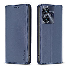 Leather Case Stands Flip Cover Holder B03F for Realme C55 Blue