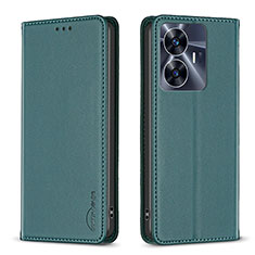 Leather Case Stands Flip Cover Holder B03F for Realme Narzo N55 Green