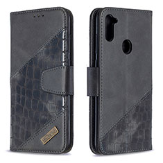 Leather Case Stands Flip Cover Holder B03F for Samsung Galaxy A11 Black