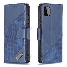 Leather Case Stands Flip Cover Holder B03F for Samsung Galaxy A22 5G Blue