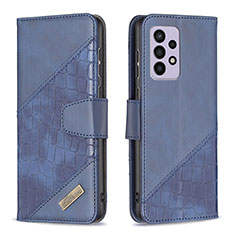 Leather Case Stands Flip Cover Holder B03F for Samsung Galaxy A33 5G Blue
