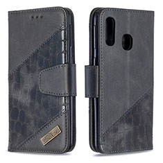 Leather Case Stands Flip Cover Holder B03F for Samsung Galaxy A40 Black