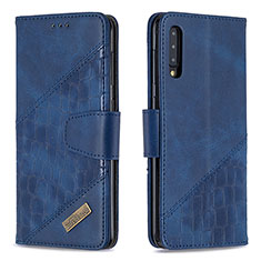 Leather Case Stands Flip Cover Holder B03F for Samsung Galaxy A50S Blue