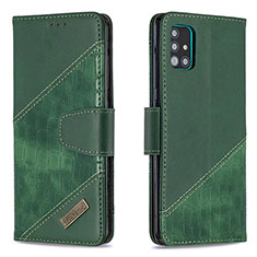 Leather Case Stands Flip Cover Holder B03F for Samsung Galaxy A51 4G Green