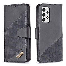 Leather Case Stands Flip Cover Holder B03F for Samsung Galaxy A53 5G Black
