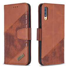 Leather Case Stands Flip Cover Holder B03F for Samsung Galaxy A70 Brown