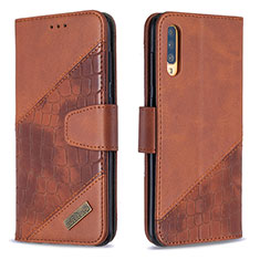 Leather Case Stands Flip Cover Holder B03F for Samsung Galaxy A70S Brown