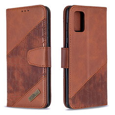 Leather Case Stands Flip Cover Holder B03F for Samsung Galaxy A71 4G A715 Brown