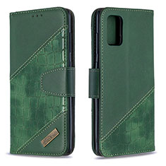 Leather Case Stands Flip Cover Holder B03F for Samsung Galaxy A71 4G A715 Green