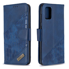 Leather Case Stands Flip Cover Holder B03F for Samsung Galaxy A71 5G Blue