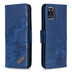 Leather Case Stands Flip Cover Holder B03F for Samsung Galaxy A81 Blue
