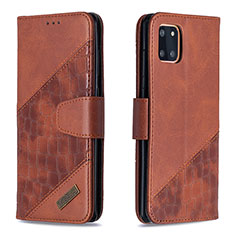 Leather Case Stands Flip Cover Holder B03F for Samsung Galaxy A81 Brown