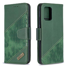 Leather Case Stands Flip Cover Holder B03F for Samsung Galaxy A91 Green