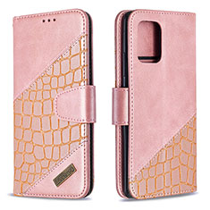 Leather Case Stands Flip Cover Holder B03F for Samsung Galaxy A91 Rose Gold