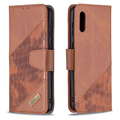 Leather Case Stands Flip Cover Holder B03F for Samsung Galaxy M02 Brown