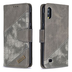 Leather Case Stands Flip Cover Holder B03F for Samsung Galaxy M10 Dark Gray