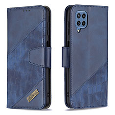 Leather Case Stands Flip Cover Holder B03F for Samsung Galaxy M32 4G Blue