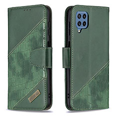 Leather Case Stands Flip Cover Holder B03F for Samsung Galaxy M32 4G Green