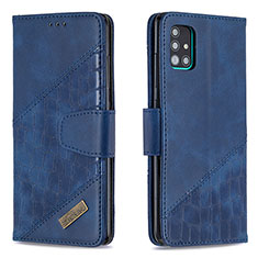 Leather Case Stands Flip Cover Holder B03F for Samsung Galaxy M40S Blue