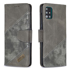 Leather Case Stands Flip Cover Holder B03F for Samsung Galaxy M40S Dark Gray