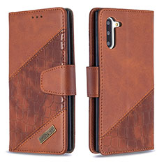 Leather Case Stands Flip Cover Holder B03F for Samsung Galaxy Note 10 5G Brown