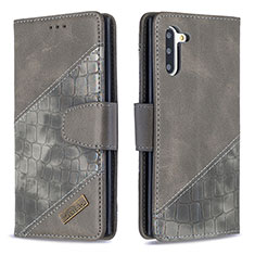 Leather Case Stands Flip Cover Holder B03F for Samsung Galaxy Note 10 5G Dark Gray
