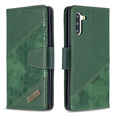 Leather Case Stands Flip Cover Holder B03F for Samsung Galaxy Note 10 5G Green