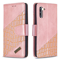 Leather Case Stands Flip Cover Holder B03F for Samsung Galaxy Note 10 5G Rose Gold
