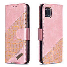 Leather Case Stands Flip Cover Holder B03F for Samsung Galaxy Note 10 Lite Rose Gold