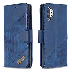 Leather Case Stands Flip Cover Holder B03F for Samsung Galaxy Note 10 Plus 5G Blue