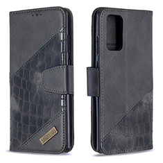 Leather Case Stands Flip Cover Holder B03F for Samsung Galaxy Note 20 5G Black