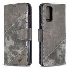 Leather Case Stands Flip Cover Holder B03F for Samsung Galaxy Note 20 5G Dark Gray