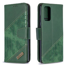 Leather Case Stands Flip Cover Holder B03F for Samsung Galaxy Note 20 5G Green