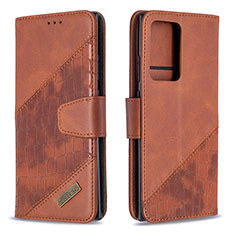Leather Case Stands Flip Cover Holder B03F for Samsung Galaxy Note 20 Ultra 5G Brown