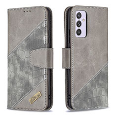 Leather Case Stands Flip Cover Holder B03F for Samsung Galaxy Quantum2 5G Dark Gray