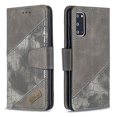 Leather Case Stands Flip Cover Holder B03F for Samsung Galaxy S20 5G Dark Gray