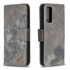 Leather Case Stands Flip Cover Holder B03F for Samsung Galaxy S20 FE (2022) 5G Dark Gray