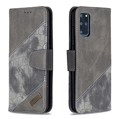 Leather Case Stands Flip Cover Holder B03F for Samsung Galaxy S20 Plus Dark Gray