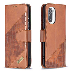 Leather Case Stands Flip Cover Holder B03F for Xiaomi Mi 11X 5G Brown