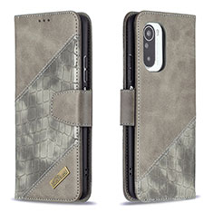 Leather Case Stands Flip Cover Holder B03F for Xiaomi Mi 11X Pro 5G Dark Gray
