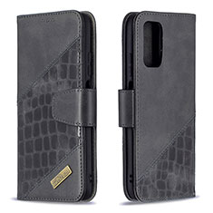 Leather Case Stands Flip Cover Holder B03F for Xiaomi Poco M3 Black