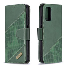 Leather Case Stands Flip Cover Holder B03F for Xiaomi Poco M3 Green