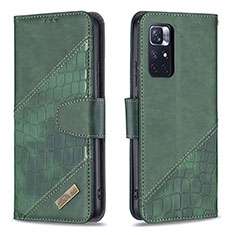 Leather Case Stands Flip Cover Holder B03F for Xiaomi Poco M4 Pro 5G Green