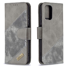 Leather Case Stands Flip Cover Holder B03F for Xiaomi Poco M5S Dark Gray